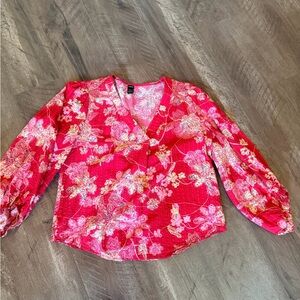 SHEIN Vibrant Pink Floral Blouse